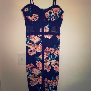 Formal floral mesh bodycon dress